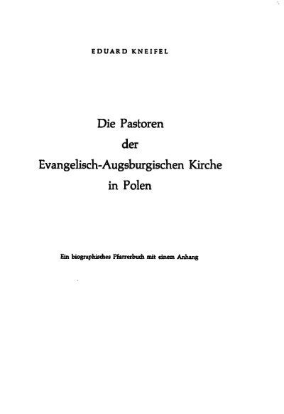 Pastoren der evangelisch augsburgischen kirche in polen. - Les prix nobel de la paix juifs.