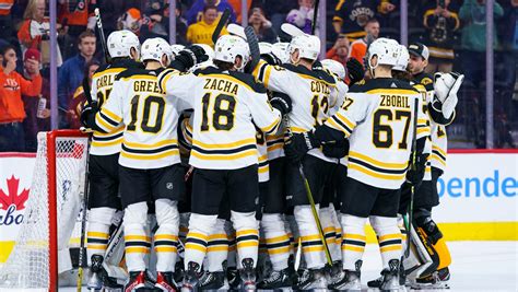 Pastrnak scores 3, Bruins beat Flyers for record 63rd win