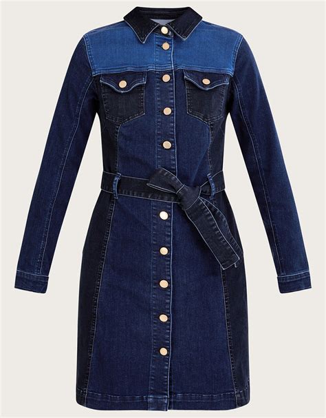 Patched Denim Dress Blue Casual & Day Dresses Monsoon UK.