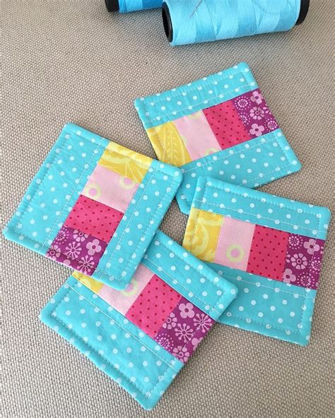 Patchwork Coasters Sewing Tutorial + Free Pattern, handmade sewing