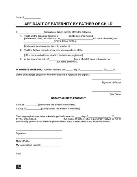 Paternity Affidavit Form Fill Out and Sign Printable PDF Template