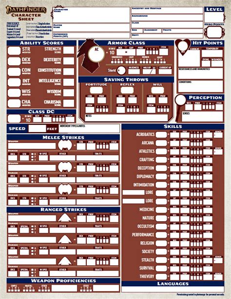 Pathfinder 2e character sheet. I redesigned the Pathfinder character sheet from the ground up to be cleaner, more intelligible and printer friendly. Feedback wanted; I'll continue refining it. Creative Commons noncommercial. If you really like it, give a couple bucks to your favorite charity. EDIT 2: Version 4 is here. At first glance, this version is actually more cluttered ... 