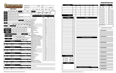 Pathfinder Character Sheet Pathfinder Character Sheet Rpg Character