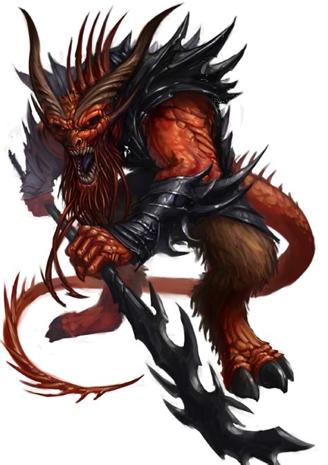 Pathfinder bearded devil.  Every bearded devil carries a sawtoothed glaive...