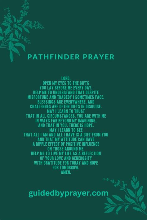 Pathfinder prayer.  Practice your prayer before praying with others b. ...