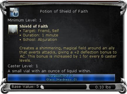 Pathfinder shield of faith.  A potion A potion is a magic liquid that pro...
