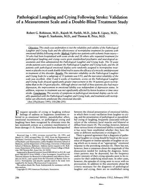 Pathological laughing and crying following stroke: validation of a ...