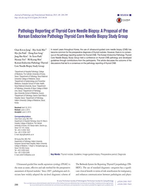 Pathology Reporting of Thyroid Core Needle Biopsy: A …