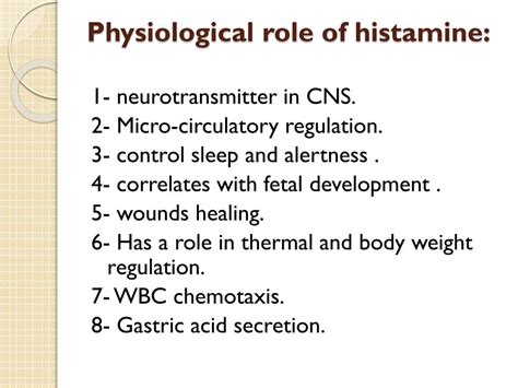 Pathophysiological Roles of Histamine - Pharmacology