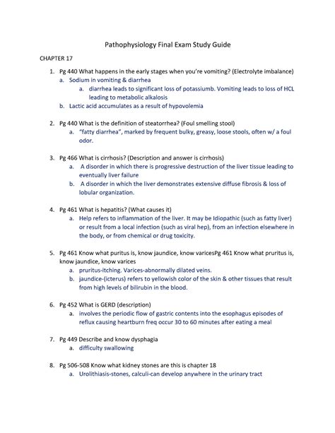 Pathophysiology Final Exam Study Guide