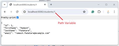 Pathvariable example.  Note that the result of this function is different f...