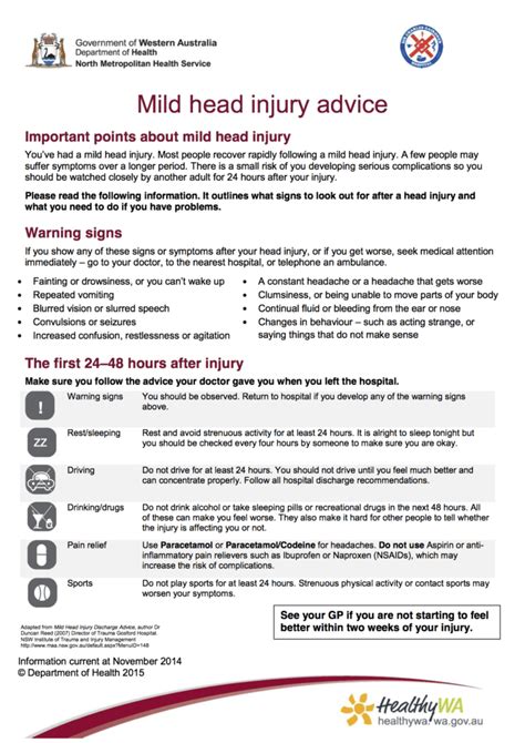 Patient Information : Mild Head Injury (adults) - EMed