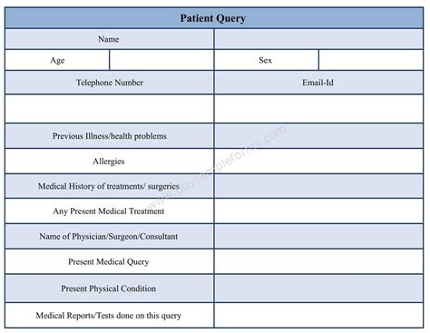 Patient Query Form Template in Word Format