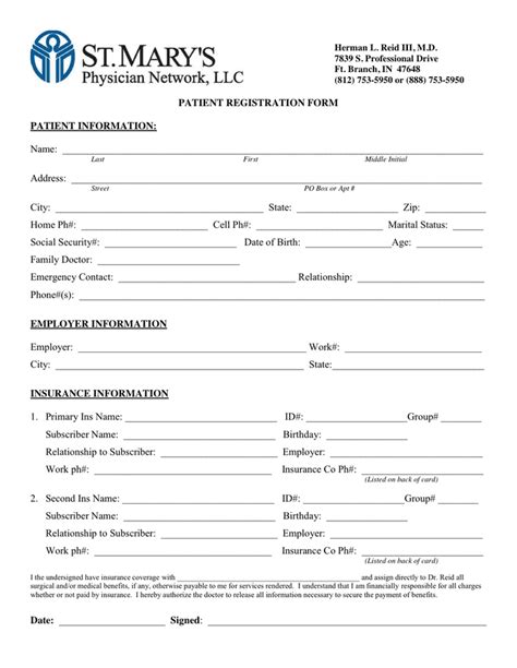 Patient Registration Form in Word and Pdf formats page 4 of 4