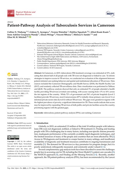 Patient-Pathway Analysis of Tuberculosis Services in Cameroon