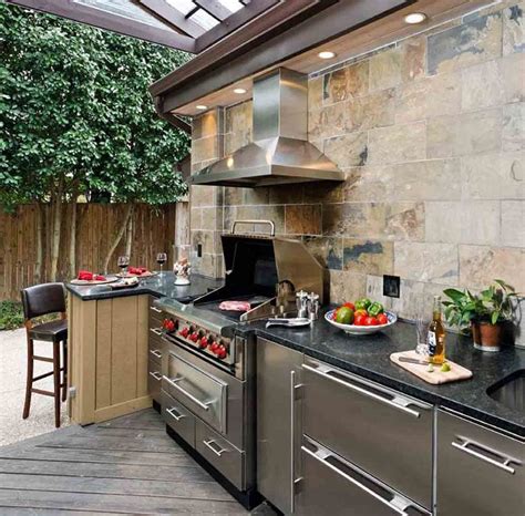 Patio kitchen. Renowned garden designer Butter Wakefield offers this advice to make the best patio material choices: 1. Be sympathetic to locality. 'At my garden design studio, we tend to choose a paving material that directly reflects either aspects of the architecture of the house, or elements of the interior design,' she says. 