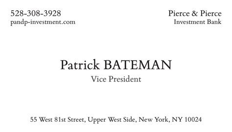 Patrick Bateman Card Template