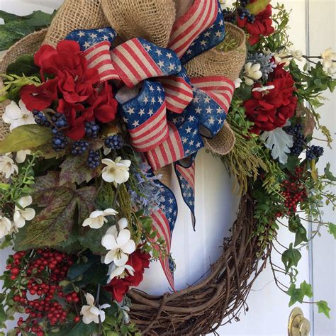 Patriotic Wreath for Front Door Coastal Style Patriotic - Etsy