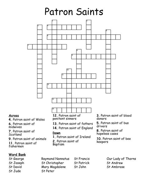 The Crossword Solver found 30 answers to "Patron saint of lovers", 9 letters crossword clue. The Crossword Solver finds answers to classic crosswords and cryptic crossword puzzles. Enter the length or pattern for better results. Click the answer to find similar crossword clues . A clue is required.. 