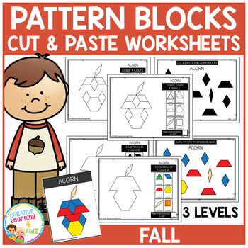 Pattern Block Cut & Paste Worksheets Thanksgiving Digital Download