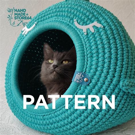 Pattern Crochet cat bed cat cave PDF tutorial with photo and Etsy