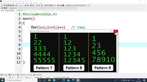 Pattern Programs in C Language Part 3 Number Pattern YouTube