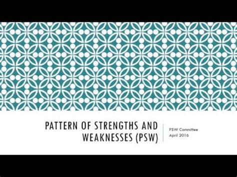 Pattern of Strengths and Weaknesses PSW video presentation YouTube