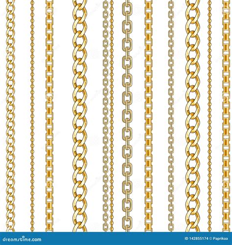 Pattern with Gold Chain Isolated Stock Vector Illustration of repeat
