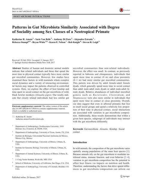 Patterns in Gut Microbiota Similarity Associated with Degree of ...