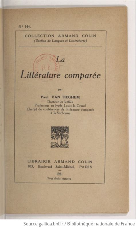 Paul van tieghem comparative literature studies