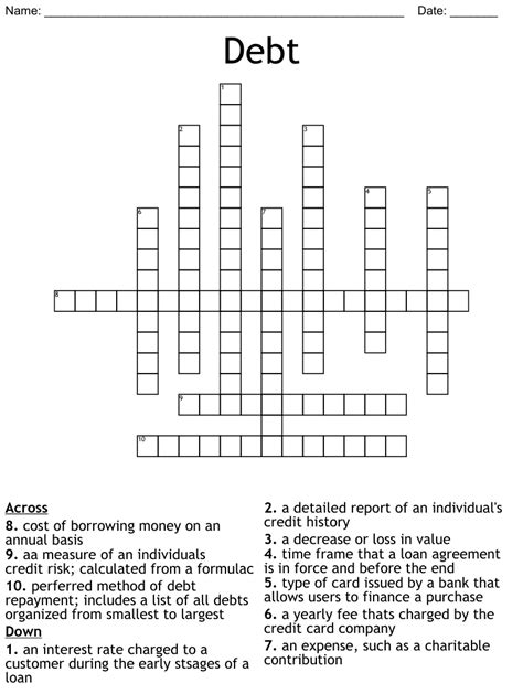 Unable to pay debts is a crossword puzzle cl