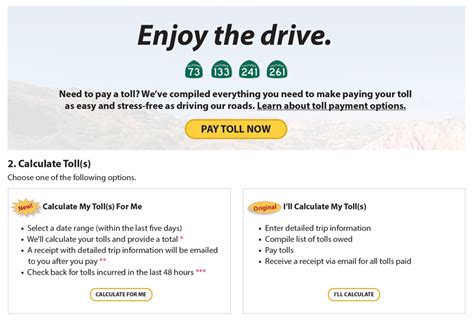 Pay fdot toll online. The process of selecting the start exits and end exits is the same, and can be done either on the map or with the toll calculator control box. 1. Select a payment type, SunPass or TBP/CASH 2. Select the number of axles for the vehicle 3. Select a Trip Start region (e.g. Orlando Area) 4. 