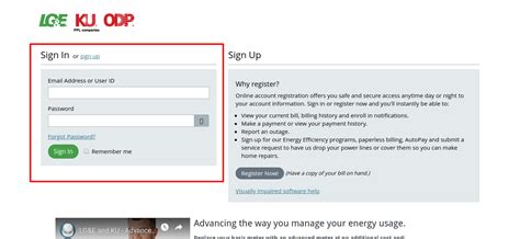 Online account registration offers you safe and secure access anytime day or night to your account information. Sign in or register now and you'll instantly be able to: View your current bill, billing history and enroll in notifications. Make a payment or view your payment history. Report an outage. Sign up for our Energy Efficiency programs .... 