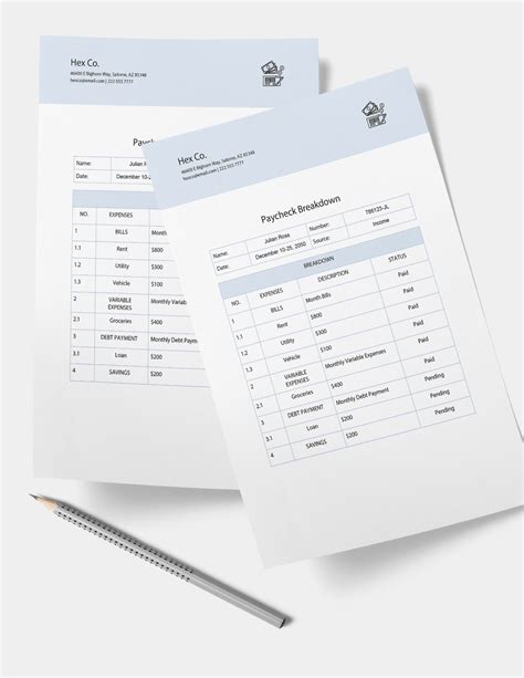 Paycheck Breakdown Template in Word Google Docs Download Template net