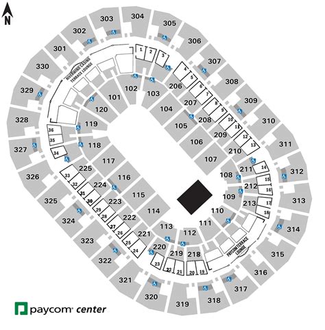 On the Paycom Center seating chart, section