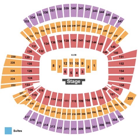 Paycor stadium concert seating chart. The best seats for staying in the sun at Paul Brown Stadium will be in the south east side of the stadium on the 300 level seating tier. As the sun begins to set over the west side of the stadium, sections 342-347 will stay in the sun the longest. Look for tickets in the lower rows (15 and under) to avoid being under the roof, which may provide shade during the first half. 
