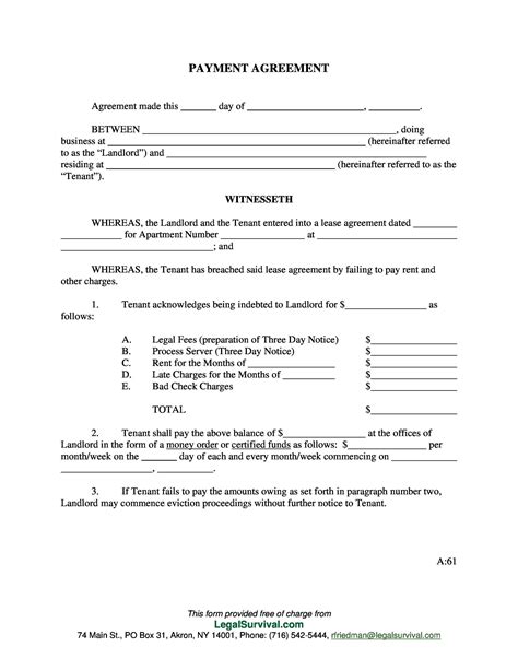 Payment Agreement Letter Template