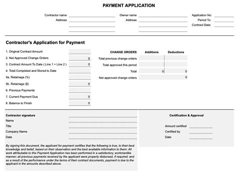 Payment Application Template in Excel Levelset