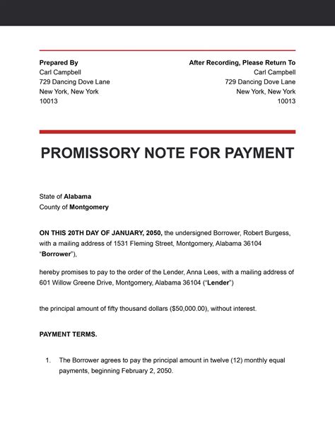 Payment Promissory Note
