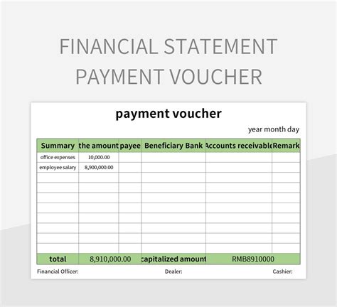 Payment Voucher Template Excel xlts