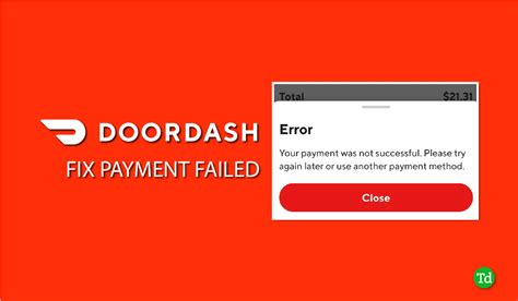Payment failed doordash. New comments cannot be posted and votes cannot be cast. it says it takes a few days for the money to show up in your bank account. wait a few more days them call doordash if nothing shows up. So now, besides making less money every week, because DoorDash is paying their drivers less now my payment hasn’t been made on Tuesday, as it has been ... 