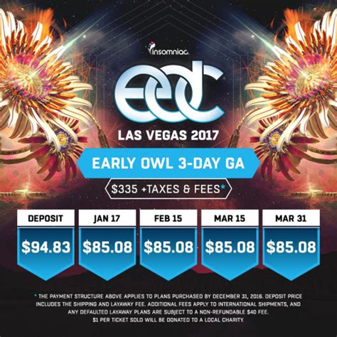 Payment plan edc. It's official: as of March 31, you can finally snag your tickets to Electric Daisy Carnival Orlando 2023 — a festival that combines psychedelic art and out-of-this-world imagery with EDM music to create the ultimate neon wonderland that will take over Tinker Field on South Tampa Avenue later this year. With a lineup featuring notable names such as Afrojack, … 
