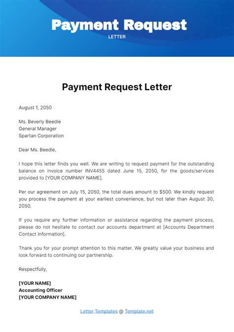 Payment request letter to company.  It When drafting a payment request letter to ...