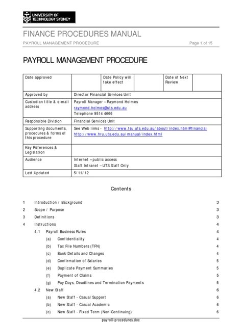 Payroll Procedures PDF Payroll Employment