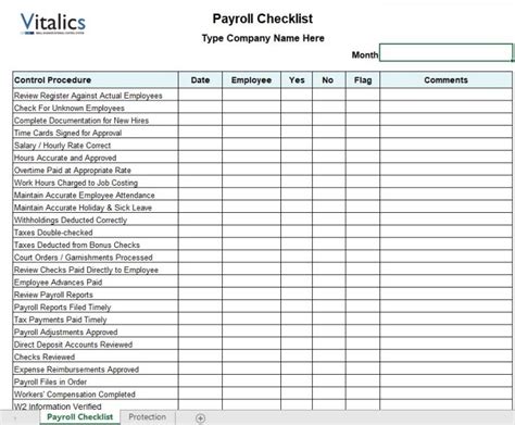 Payroll Process checklist Free template download in Excel and PDF