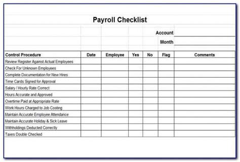 Payroll Processing Checklist Template