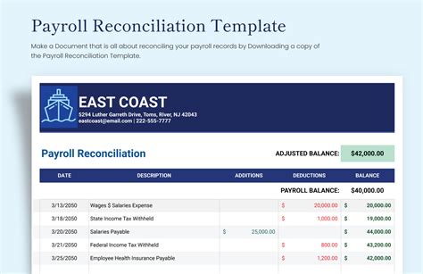 Payroll Reconciliation Template Download in Excel, Google Sheets