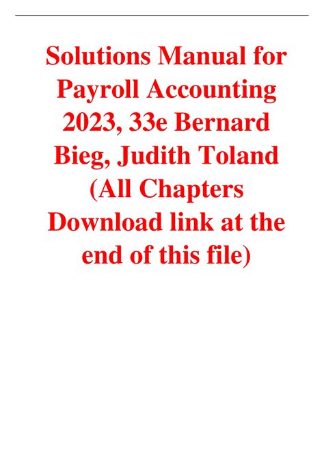 Payroll accounting bieg toland solutions manual. - Massey ferguson mf66 wheel loader parts catalog manual.
