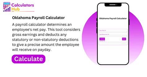 Payroll calculator oklahoma. Here we come with the Oklahoma paycheck calculator. This tool will compute your take-home pay per paycheck for both permanent earnings and hourly jobs. This is done after … 