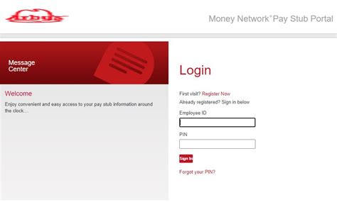 Money Network ® Pay Stub Portal . Message Center